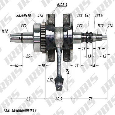 Вал коленчатый в сборе 4Т 170MM (жид. охл.) DOHC (CBB250)